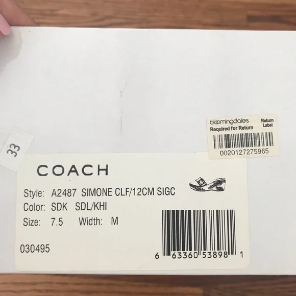 Coach Brown Leather Logo Wedge Sandals with White Trim - Picture 4 of 4